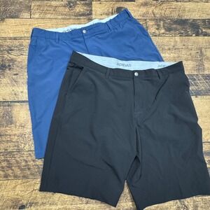 Lot x2 Adidas Golf Shorts Men Size 40 Black Blue  Flat Front Performance Stretch
